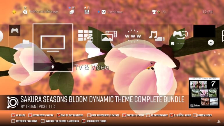PlayStation 4 Sakura Seasons Dynamic Theme